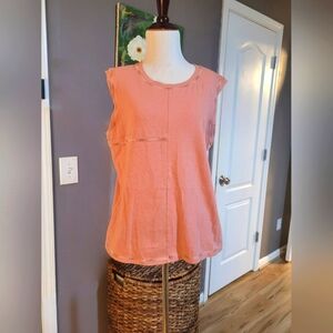 Kate Spade Saturday Sleeveless Blouse Peach Pink Womens Size Large